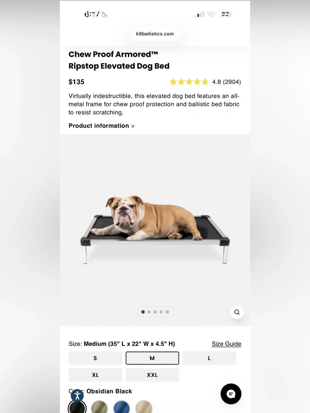 Chew Proof Armored™ Ripstop Elevated Dog Bed